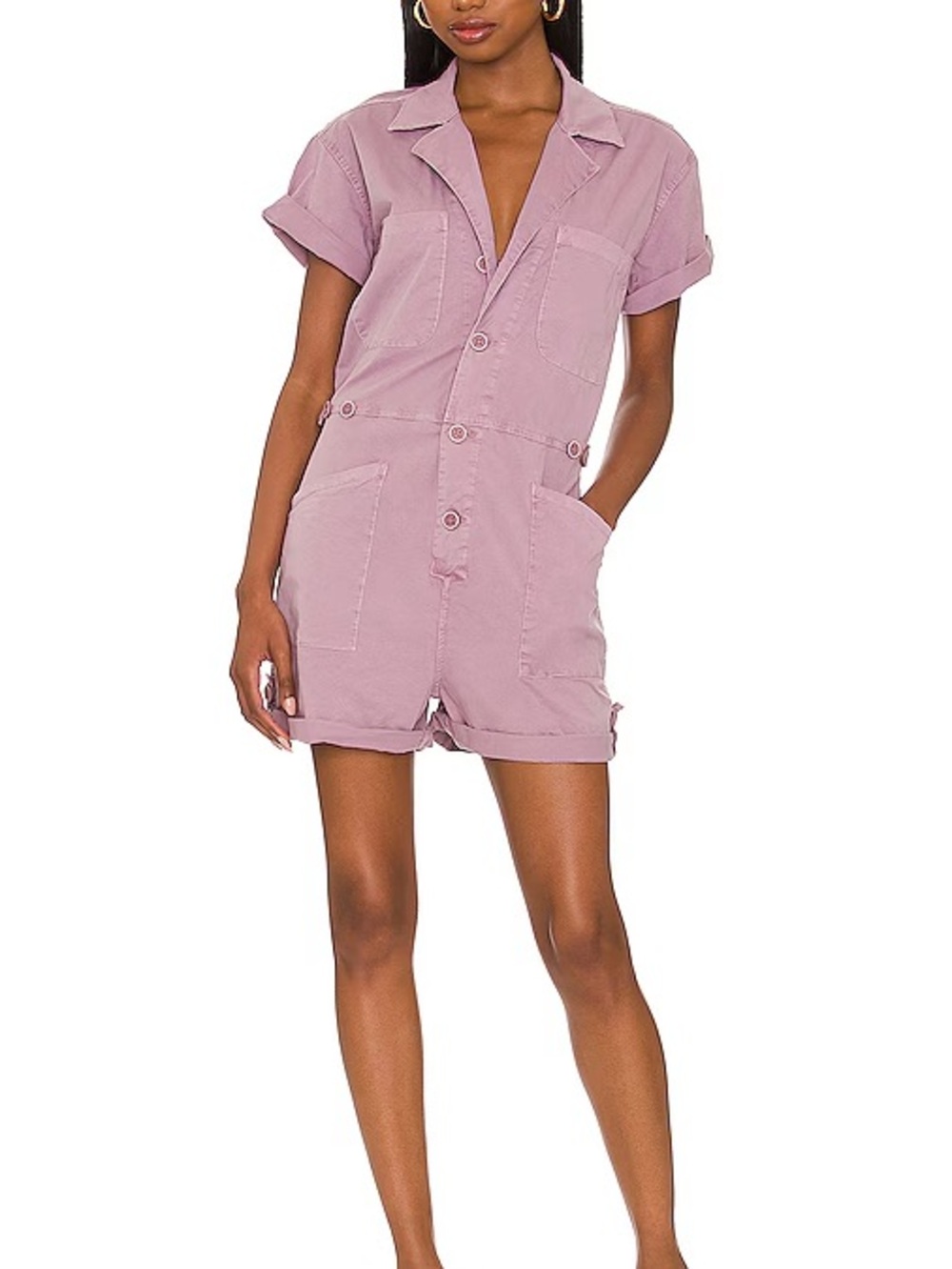 PISTOLA Parker Short Sleeve Romper Lilac Dust Size Small